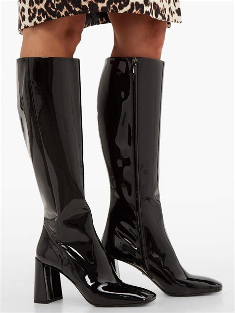 prada metalic high rise knee|Black Leather Boots .